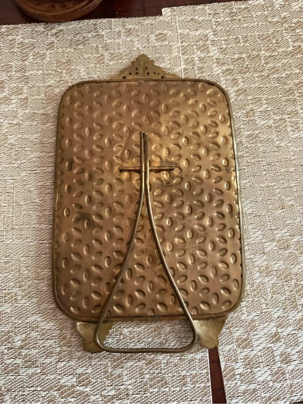 Vintage brass mirror on stand